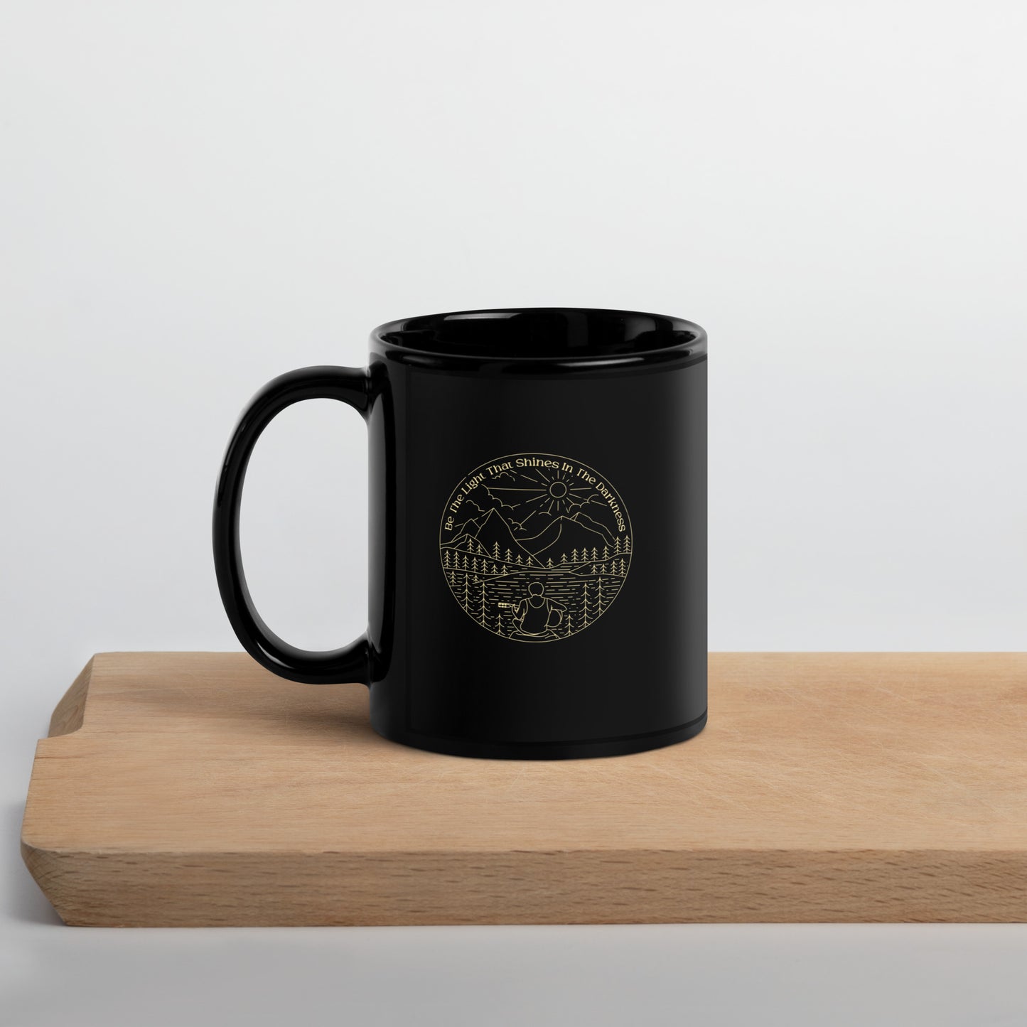 Be the Light Black Glossy Mug